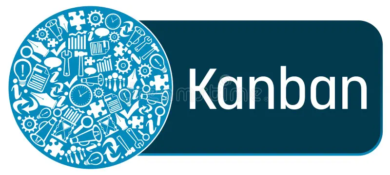 services-01 Kanban Concept Image Text Business Symbols Kanban Blue Business Symbols Circular Left Box Text 260869819